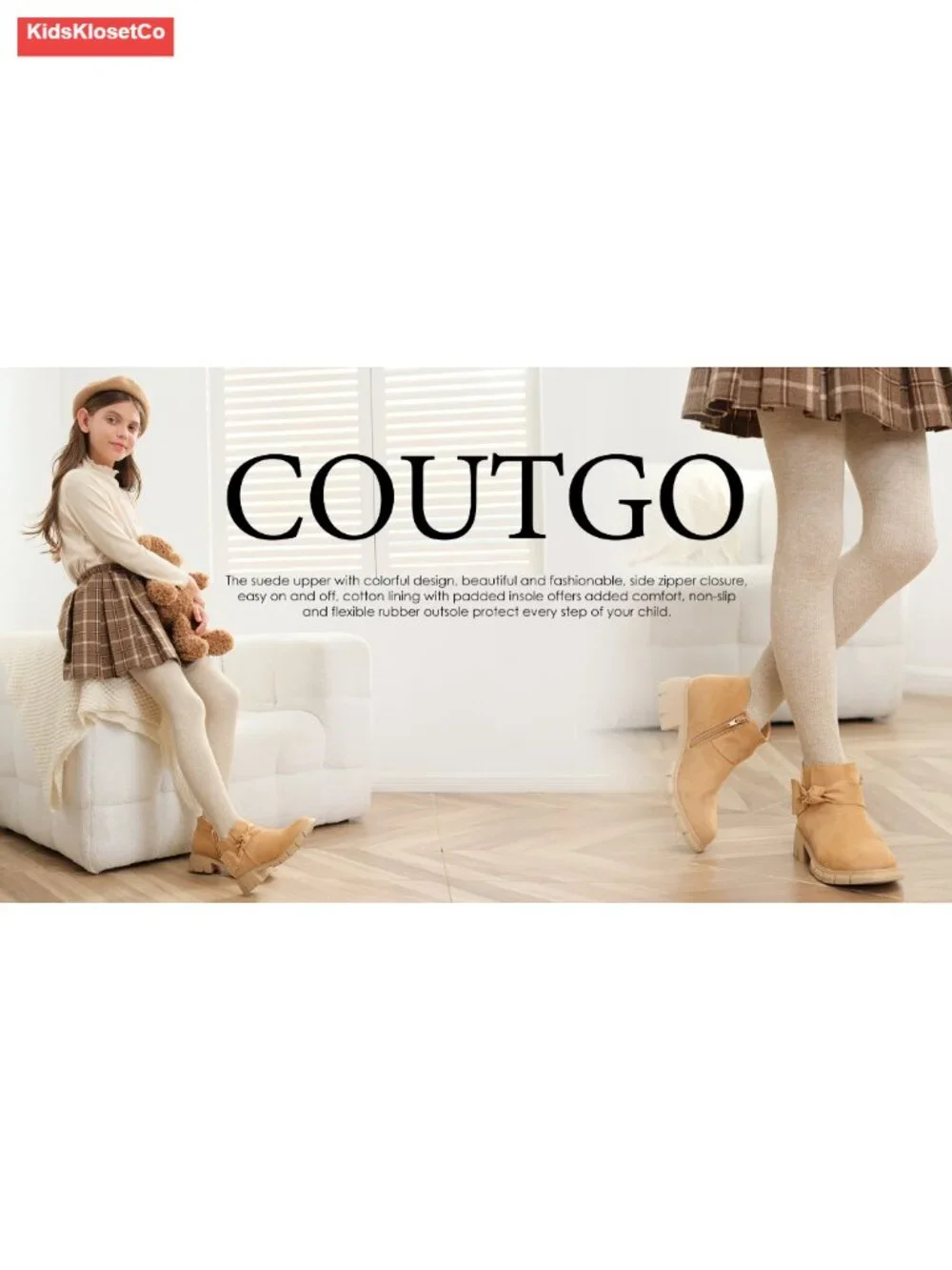Girls Ankle Boots Block Heel Glitter Bow Zipper Chelsea Booties